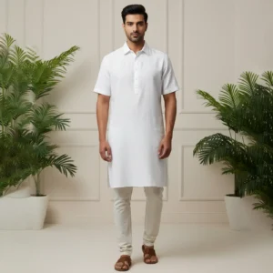 Dor White Half Kurta  – Premium Cotton Ethnic Wear